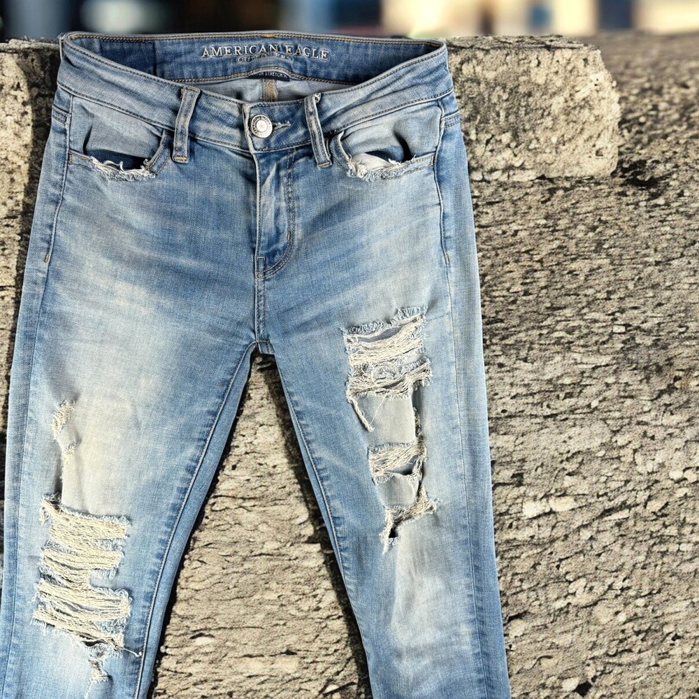 American Eagle Jeans‎ Women 0 Short Jegging Super Stretch X Distressed Ripped